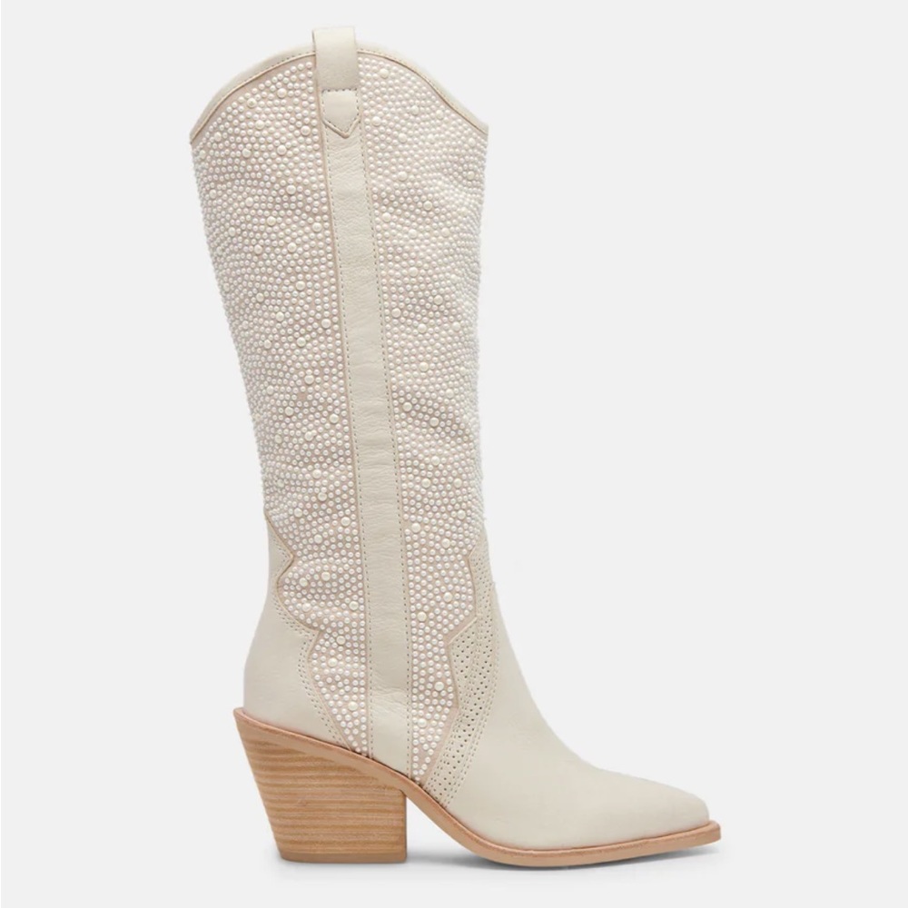 Dolce Vita Navene Off White Pearls Western Boot
